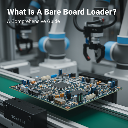 What Is A Bare Board Loader? A Comprehensive Guide缩略图% alt_text: Close-up of a circuit board on an assembly line, with out-of-focus robotic arms.