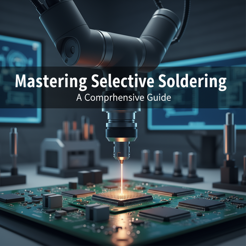Mastering Selective Soldering: A Comprehensive Guide缩略图% alt_text: A robotic arm precisely applies molten solder to components on a green circuit board.