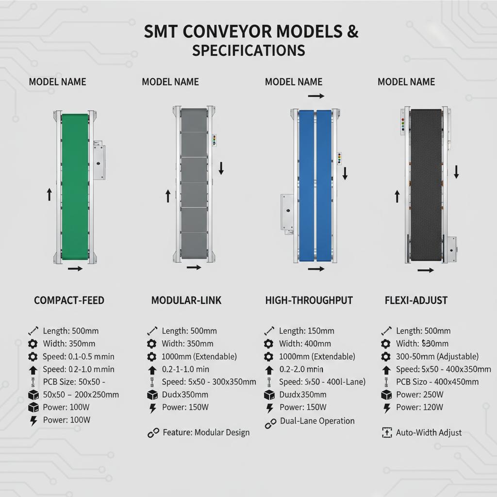 Comprehensive Guide to SMT Conveyors by Fancort - S&M Co.Ltd Technical Specifications Diagram