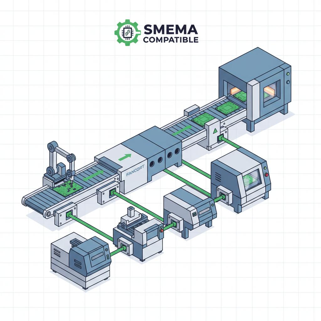 Comprehensive Guide to SMT Conveyors by Fancort2 - S&M Co.Ltd Integration Diagram