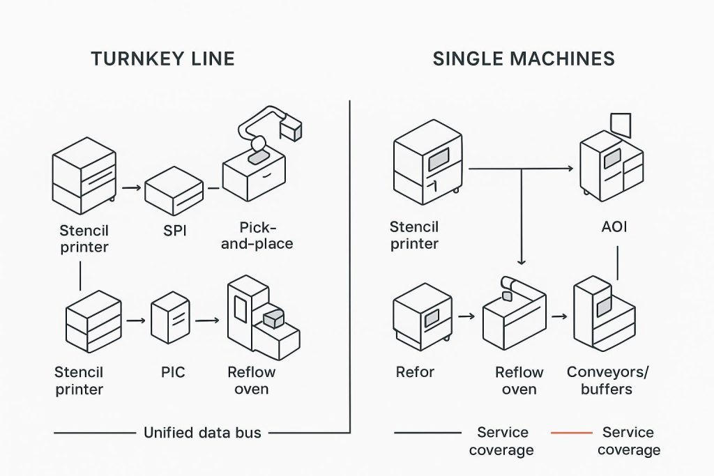 Turnkey SMT Line vs Single‑Machine Vendor: Which Fits HM/LV Changeovers and Global Service Needs? — 2026 Guide缩略图%