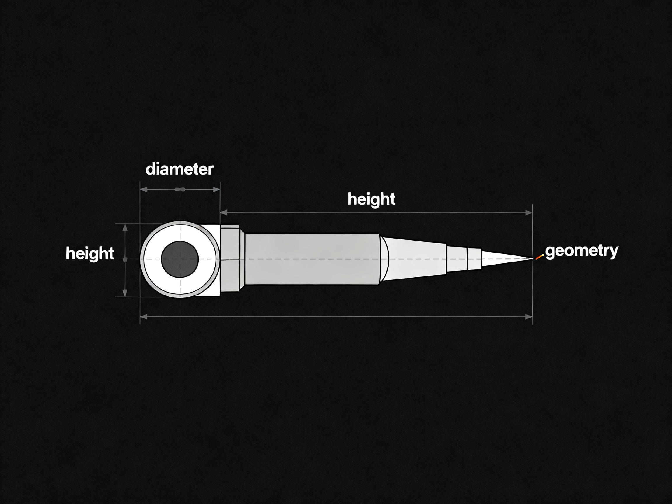 Minimal engineering infographic showing a blueprint-style selective soldering nozzle design.