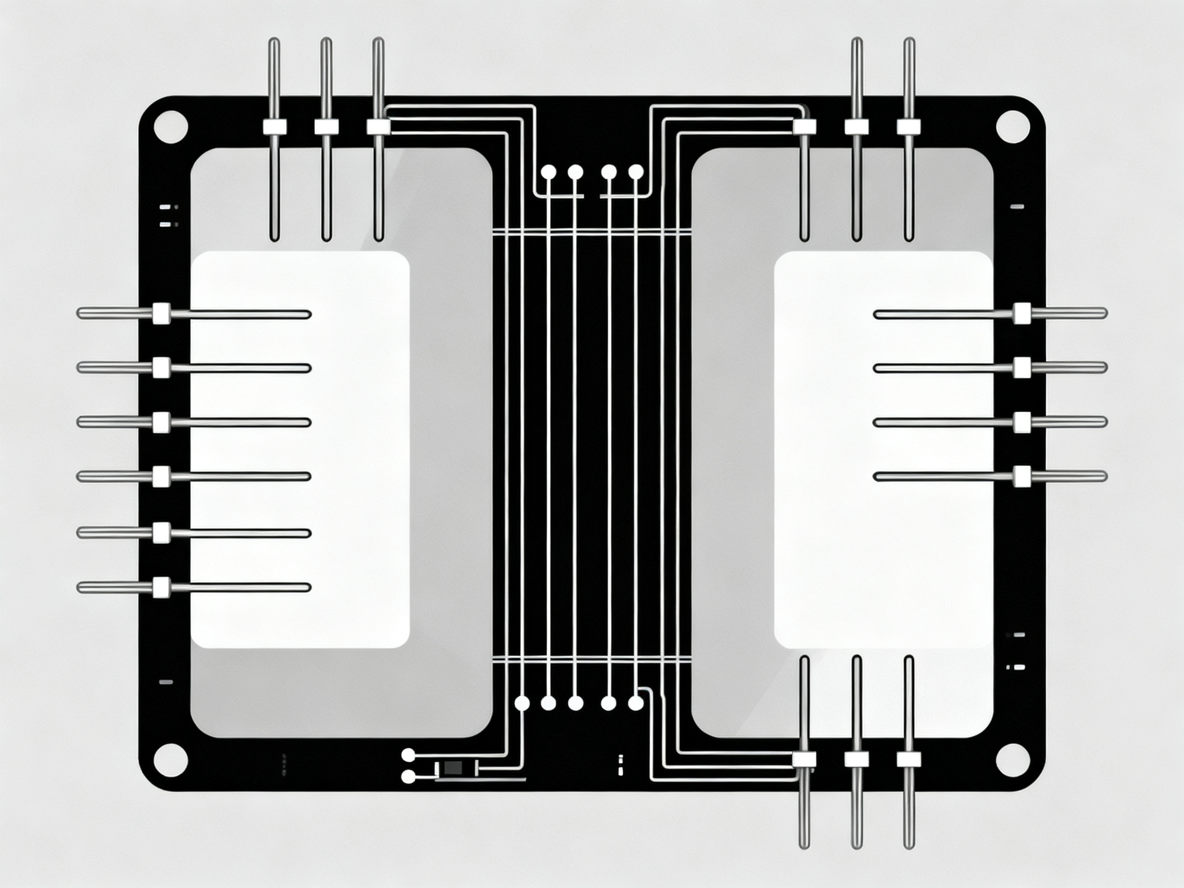 Minimal engineering infographic style showing thermocouples attached to a test product.