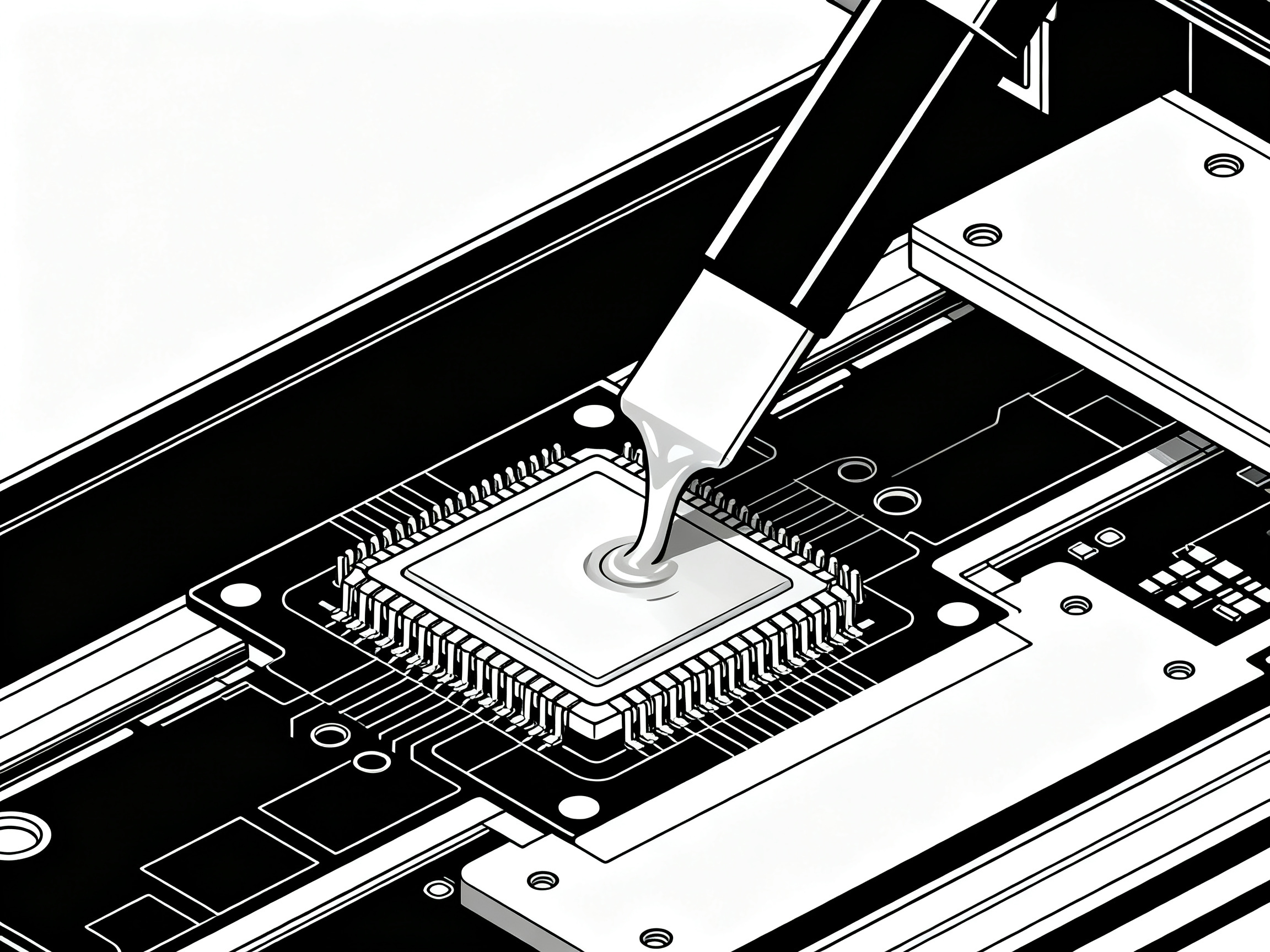 Minimal engineering infographic clean technical illustration smt stencil printin.