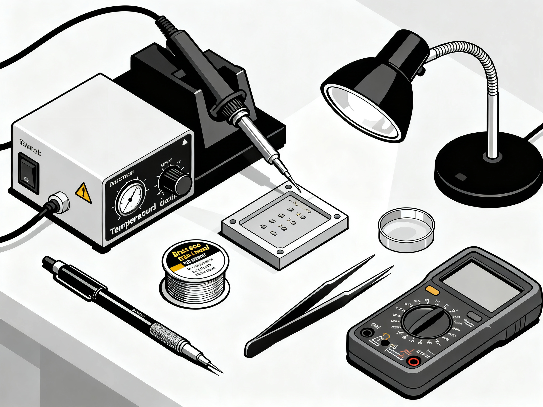 How to Solder a PCB: Complete Beginner’s Guide with Step-by-Step Instructions (2026)1 - S&M Co.Ltd Digital illustration clean lines minimal engineering infographic style no text.