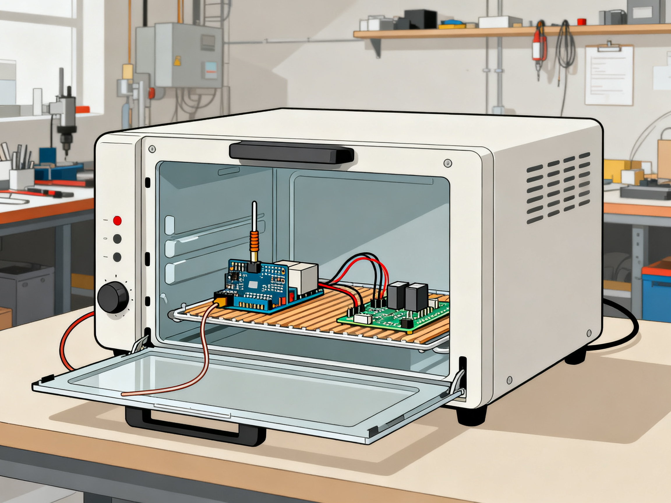 The Ultimate DIY Guide: Building and Upgrading Reflow Ovens for Perfect Soldering - S&M Co.Ltd Minimalist infographic clean lines technical illustration no text a converted to 1783923916711.