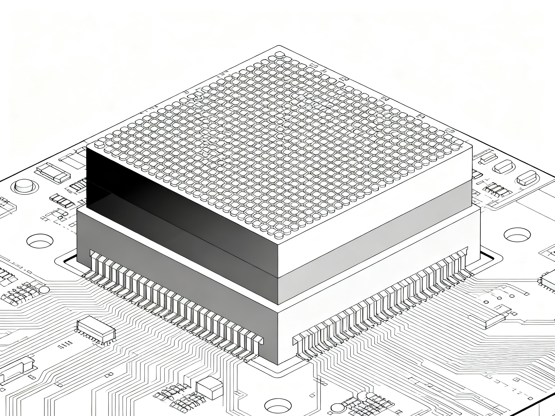 Vertical Oven vs Batch Oven: How Continuous and Batch Curing Work Together in SMT Production3 - S&M Co.Ltd Minimal engineering infographic clean technical illustration schematic cross section showing thermal processing and BGA QFN assembly details