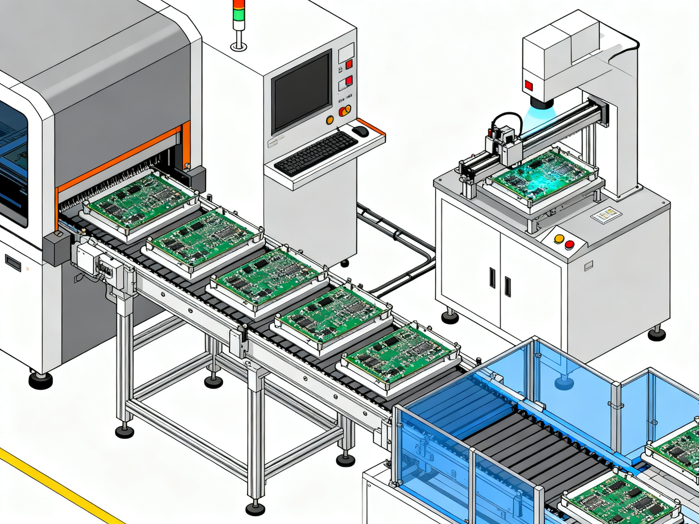 Overhead Conveyor System Design: Key Components, Tracks, and Trolleys Explained2 - S&M Co.Ltd Minimal engineering infographic style clean technical illustration no text smt p.