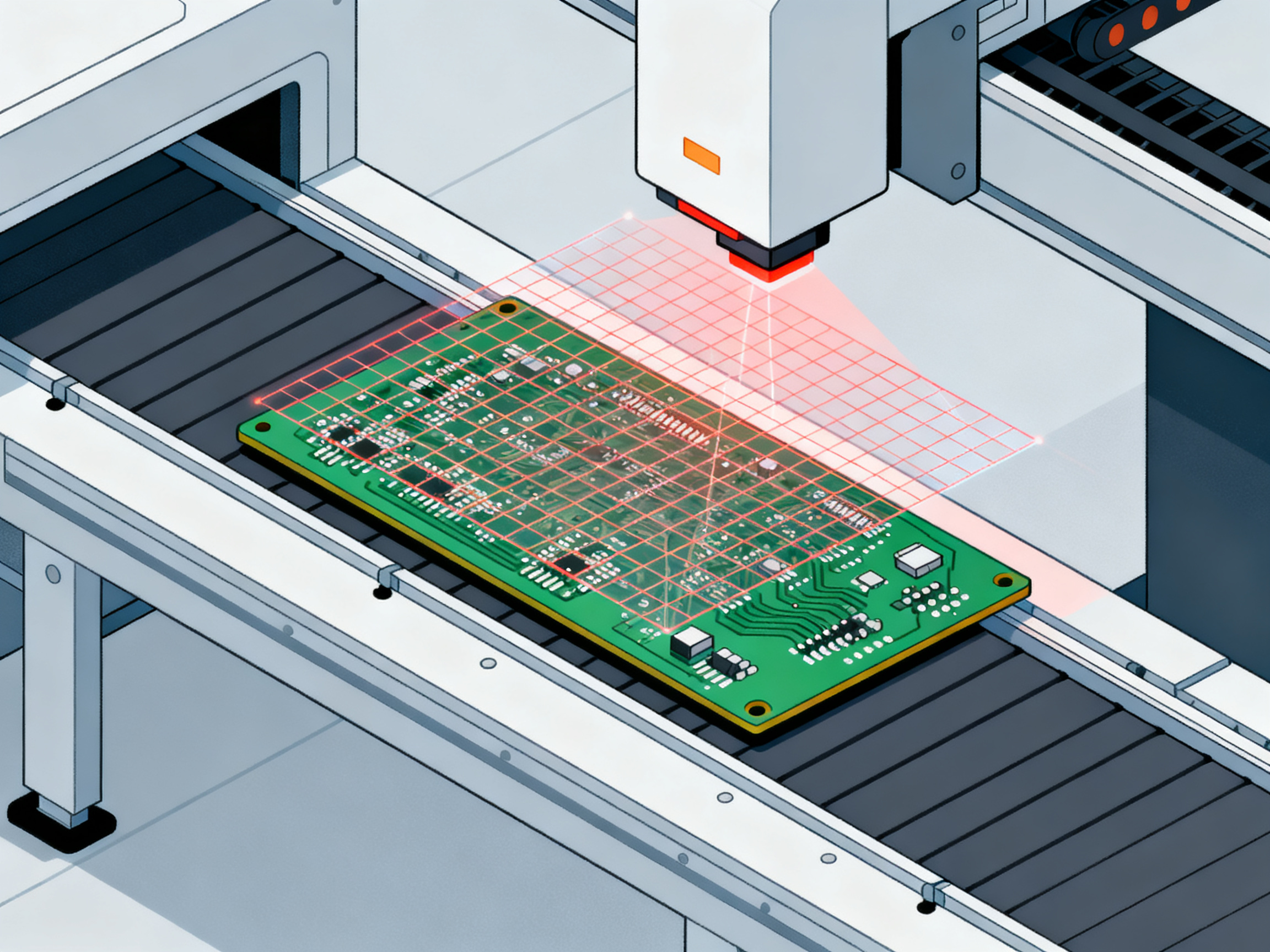 Top Solder Paste Inspection Machines and Tools for 2026 - S&M Co.Ltd Minimal engineering infographic style clean technical illustration top down view.