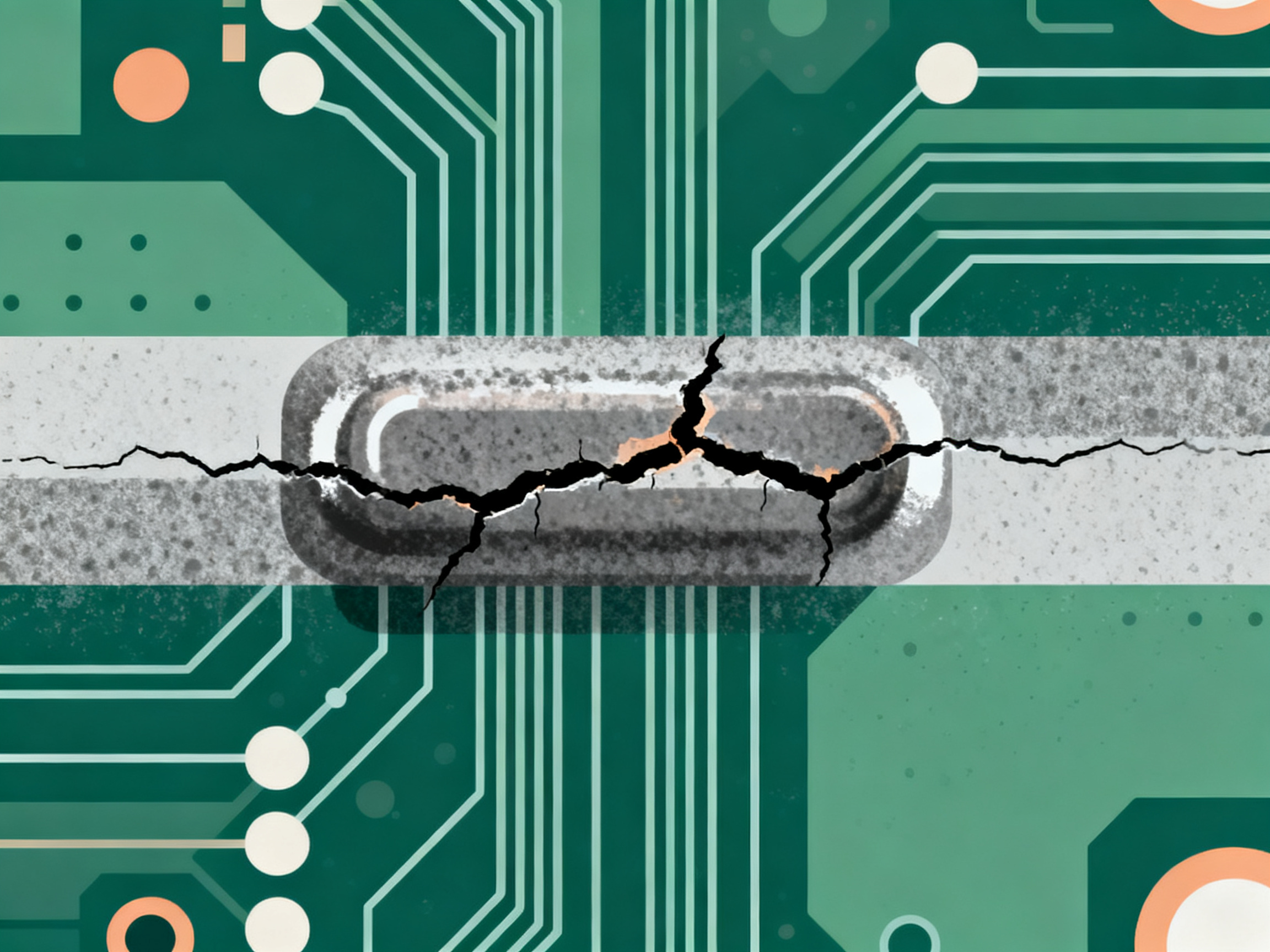 Minimal engineering infographic style clean lines technical illustration showing cold solder joint analysis.