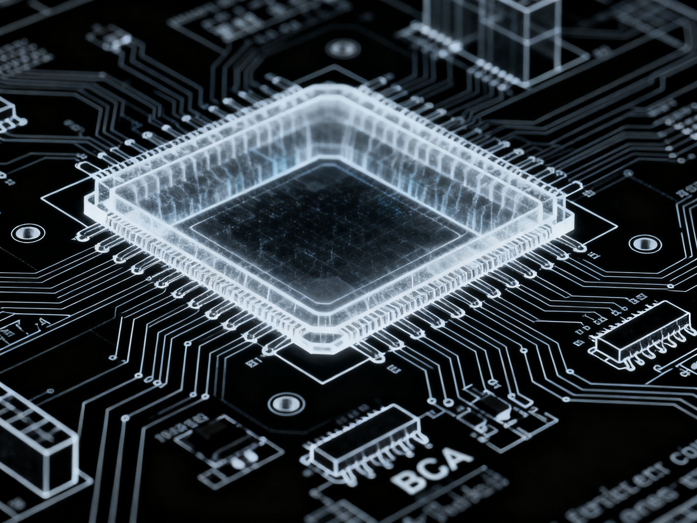 The Ultimate Guide to SMT Pick and Place Machine Programming, Integration, and Automation3 - S&M Co.Ltd Minimal engineering infographic technical schematic showing X-ray inspection of BGA packages.