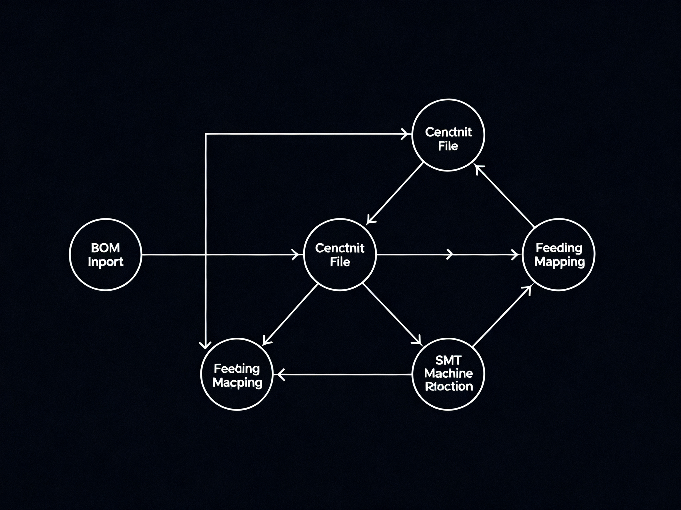 Minimal engineering infographic flowchart showing CAD design data conversion workflow.