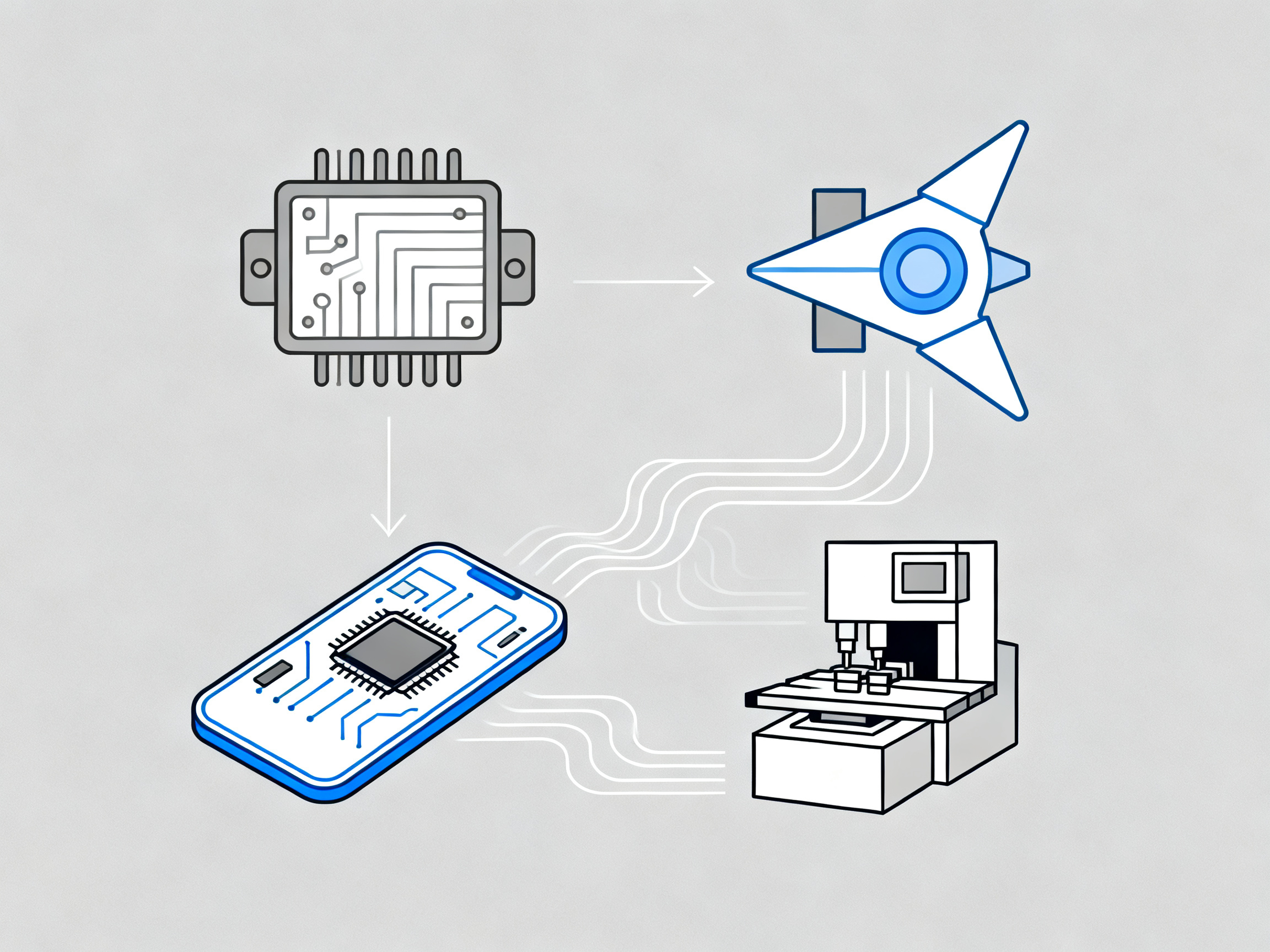 What Is Selective Wave Soldering? Process, Equipment, Applications, and vs. Wave Soldering3 - S&M Co.Ltd Minimal engineering infographic style clean lines flat design technical illustration.