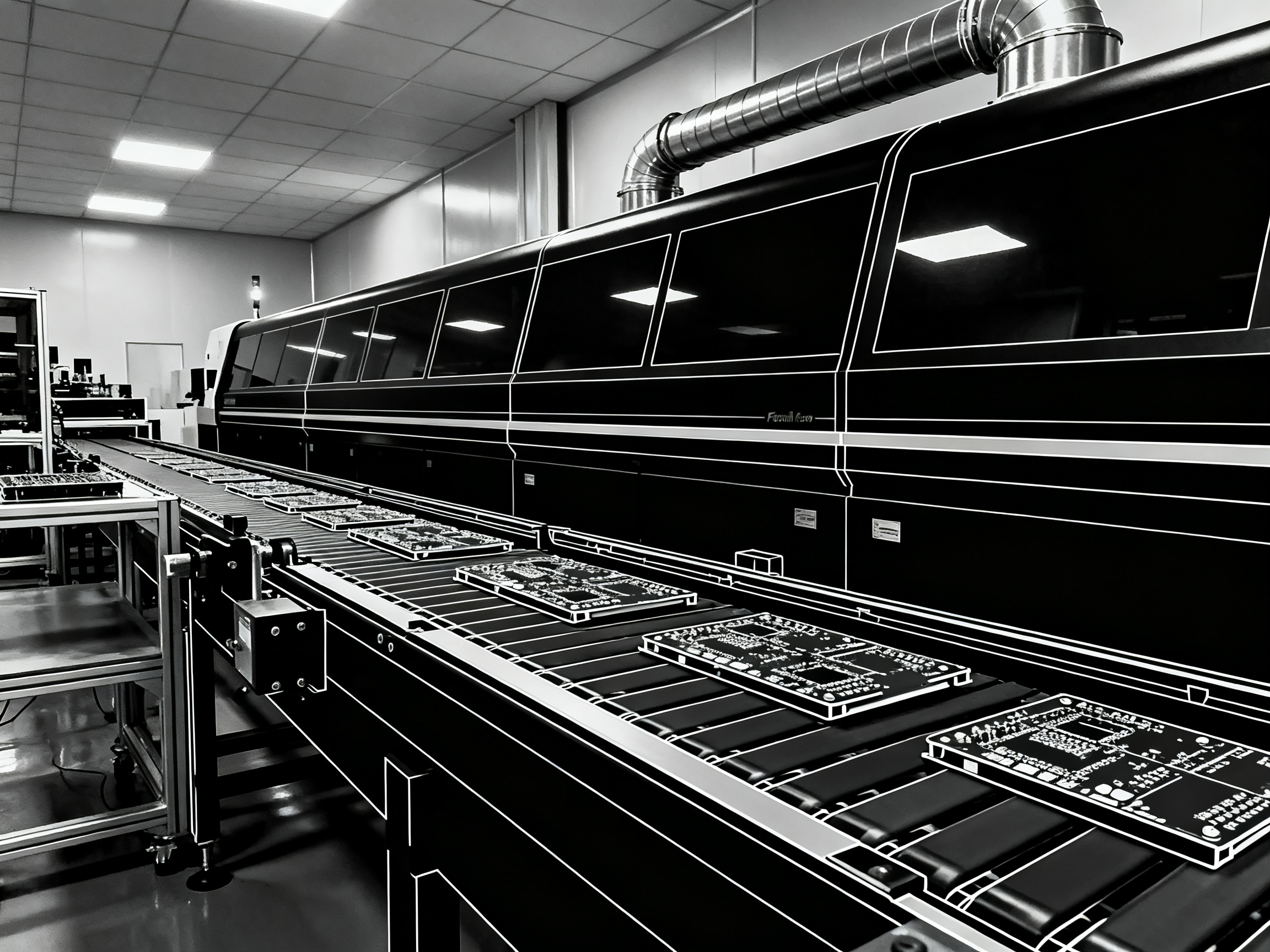 Minimal engineering infographic clean technical style modern reflow oven in smt.