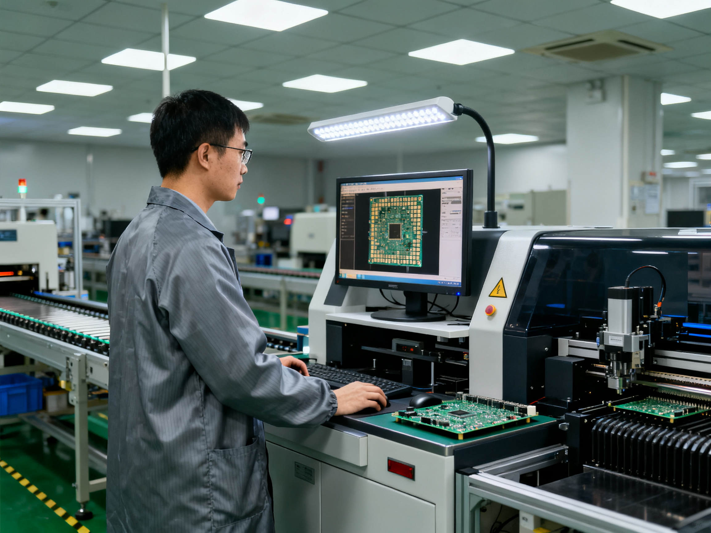 Mastering the Best Solder Joint for Reliability: Techniques, Comparisons, and Product Insights1 - S&M Co.Ltd Engineer standing at x ray inspection station reviewing bga joint images on monitor.