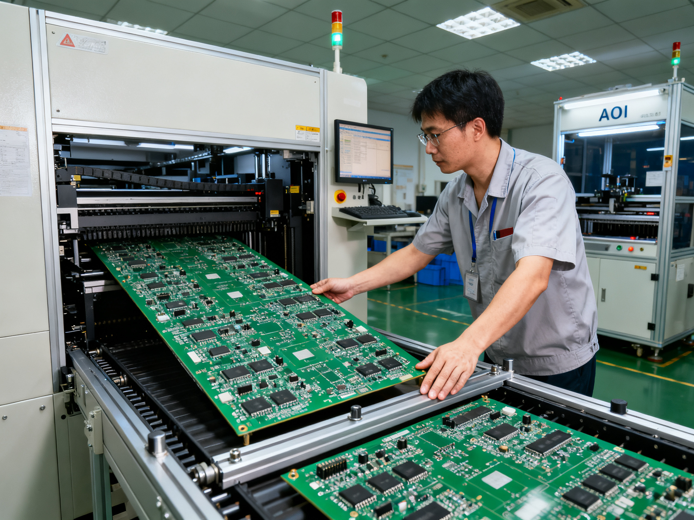 Smt engineer performing dry transfer test on incline conveyor section with heavy assembly.