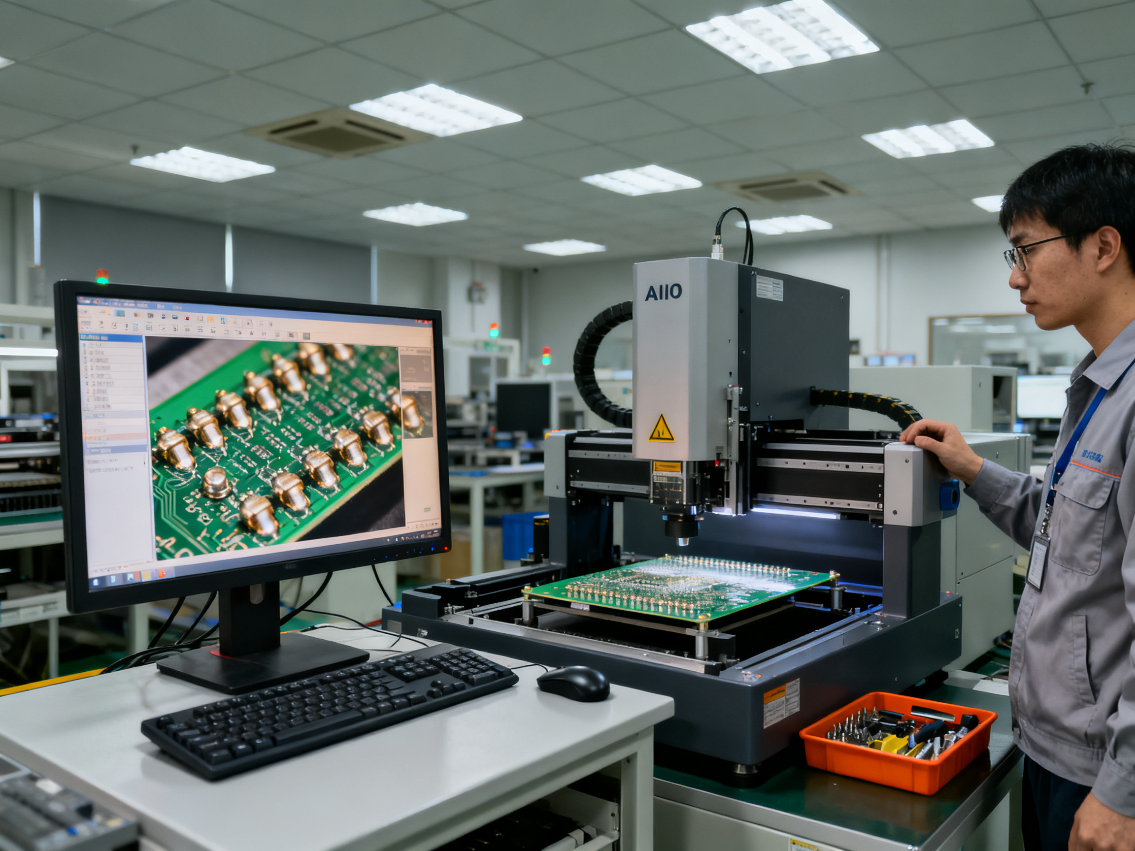 What Solder Is Used in Electronics? A Comprehensive Guide to Materials and Techniques2 - S&M Co.Ltd Engineering technician reviewing AOI inspection results on factory monitor showi.