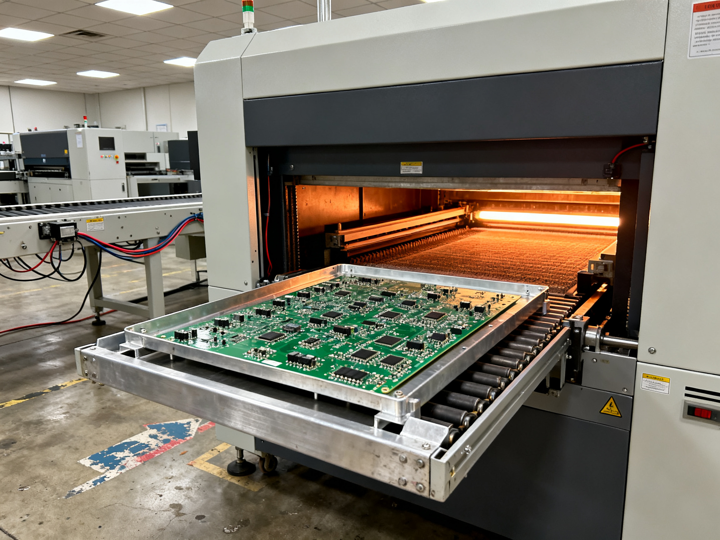 Mastering Reflow Oven Setup: A Comprehensive Guide to Profiles and Soldering Success - S&M Co.Ltd Practical documentary photography chest height camera looking into a reflow oven.