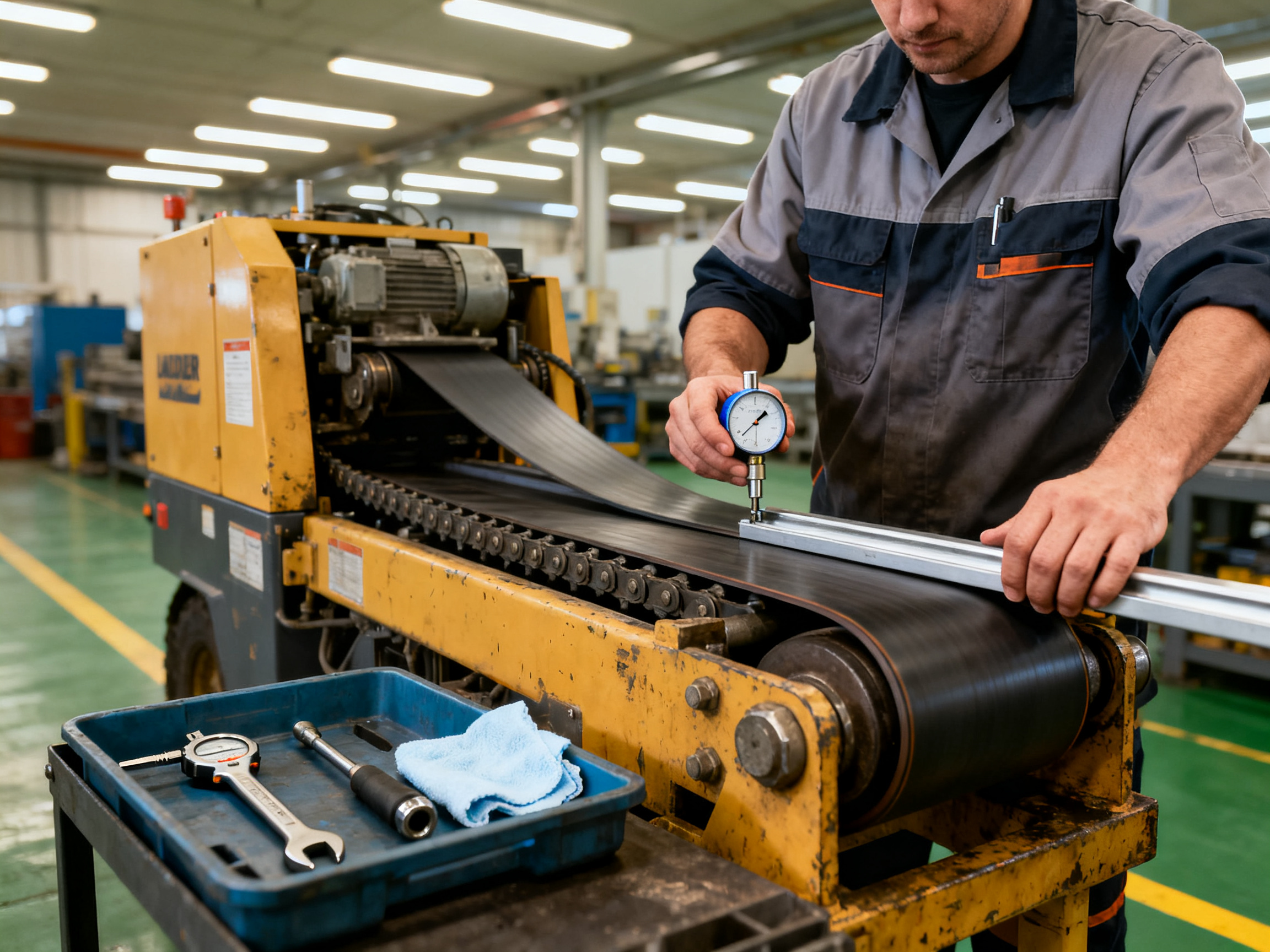 Best Loader Unloader Maintenance Tools, Software, and Service Options for SMT Lines in 20262 - S&M Co.Ltd Smt maintenance technician performing preventive maintenance on loader conveyor.