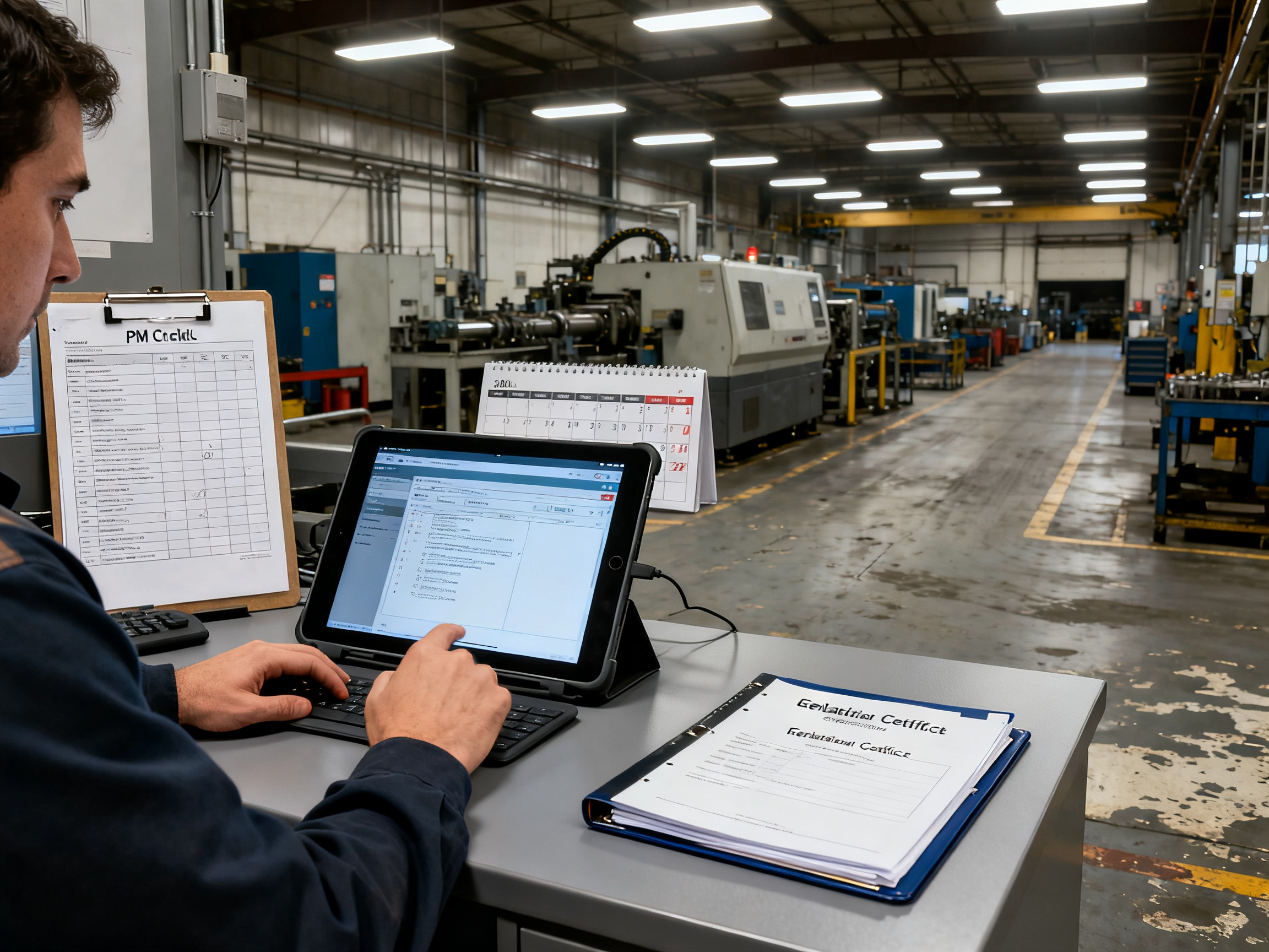 Best Loader Unloader Maintenance Tools, Software, and Service Options for SMT Lines in 20263 - S&M Co.Ltd Factory maintenance office area with technician reviewing maintenance logs on a.
