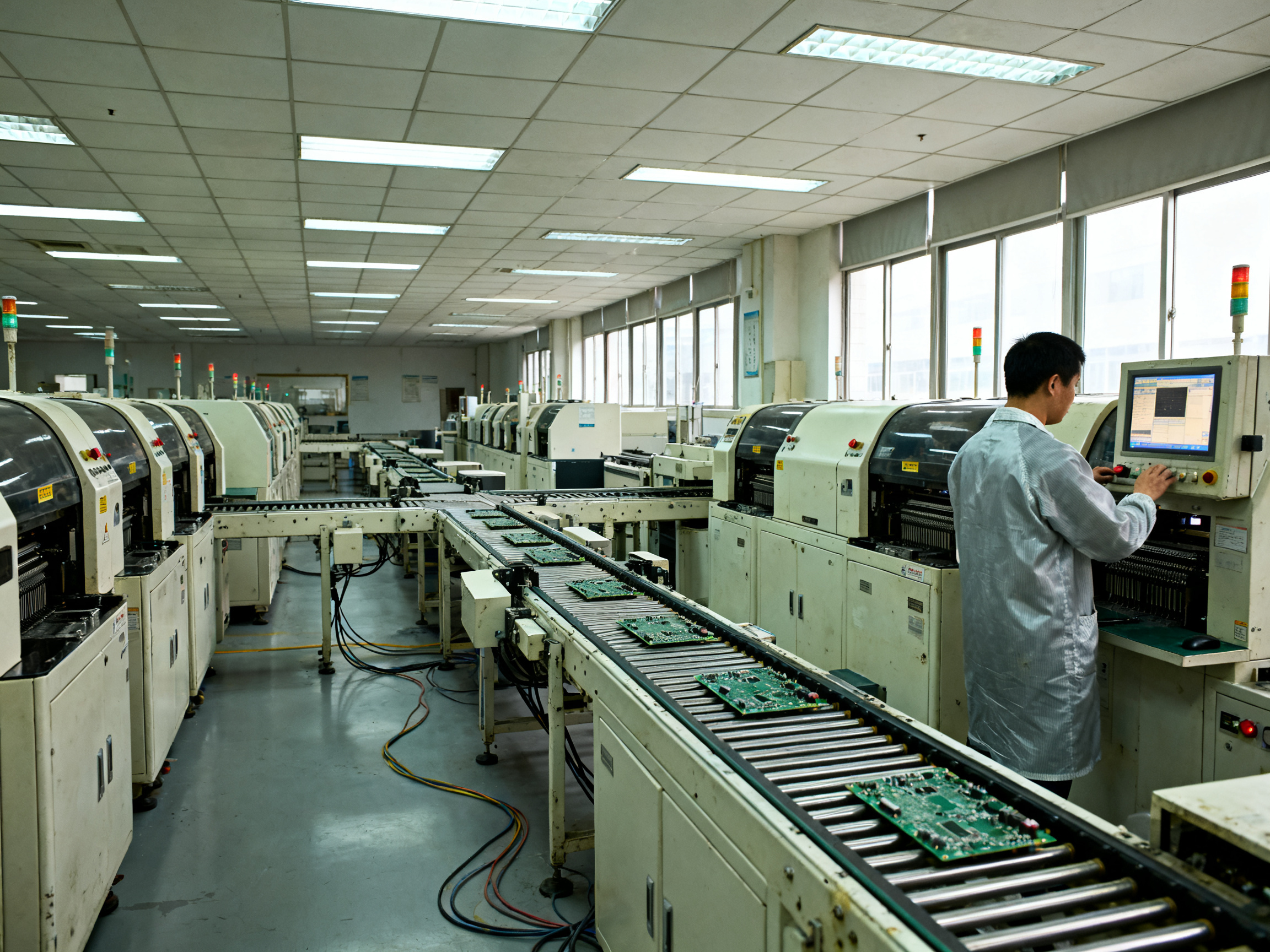 SMT Conveyor Belts: A Comprehensive Guide to Types, Features, Market Trends, and 2026 Insights - S&M Co.Ltd Smt production line interior with straight and linking conveyors connecting multiple machines.