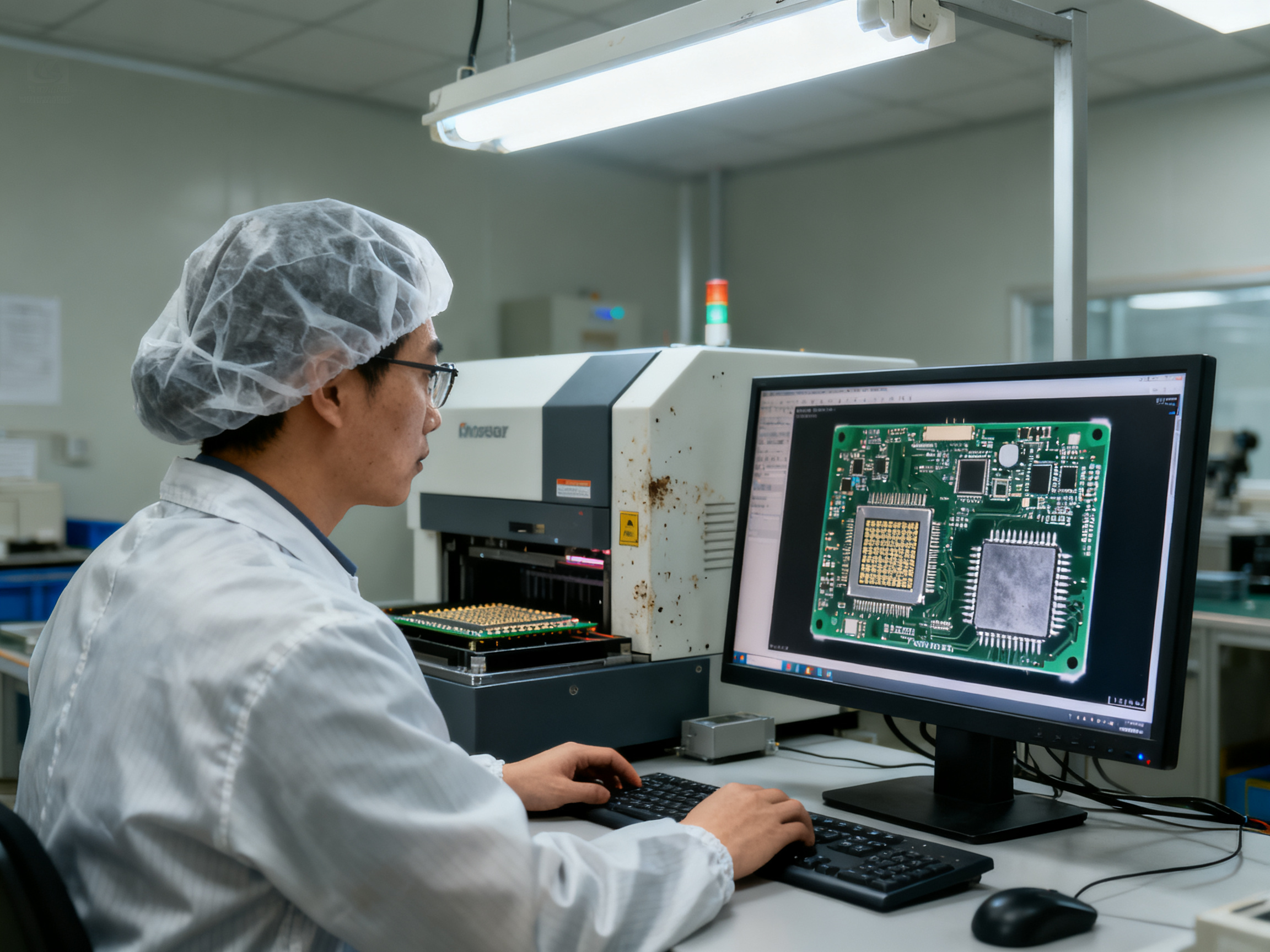 What Is a Reflow Oven? Complete Guide to SMT Soldering Technology and PCB Assembly3 - S&M Co.Ltd X ray inspection station for solder joint quality control in an electronics factory.