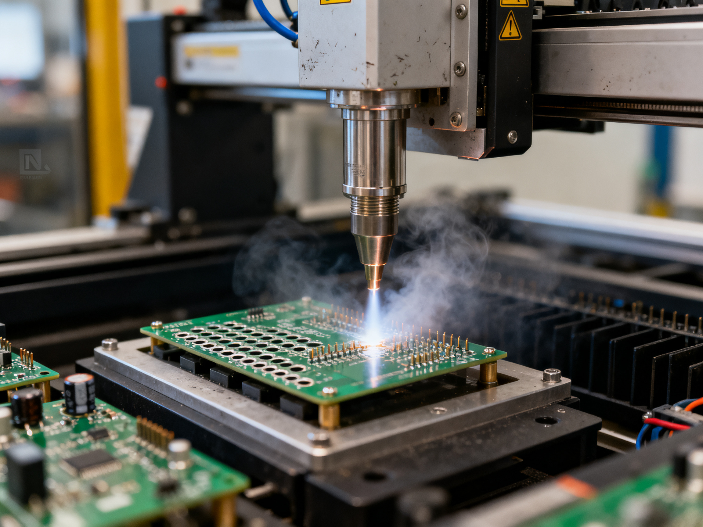 10 Best Selective Soldering Machines in 2026: Top Brands, Features & Expert Picks1 - S&M Co.Ltd Close detail of selective soldering process showing solder nozzle positioned above joint.