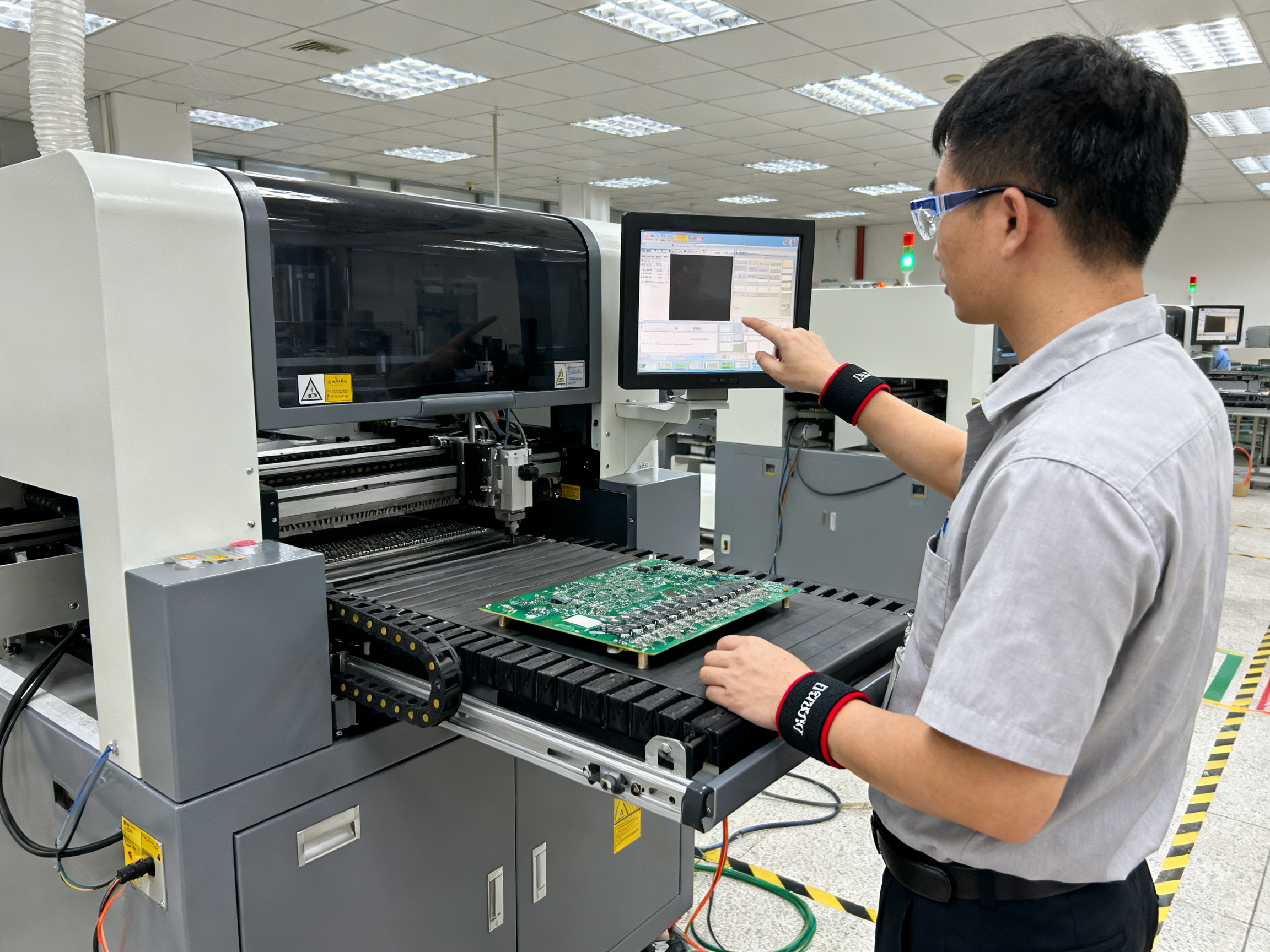 Wave Soldering vs Selective Soldering: Key Differences and How to Choose2 - S&M Co.Ltd Medium shot of selective wave soldering machine operator station in electronics.