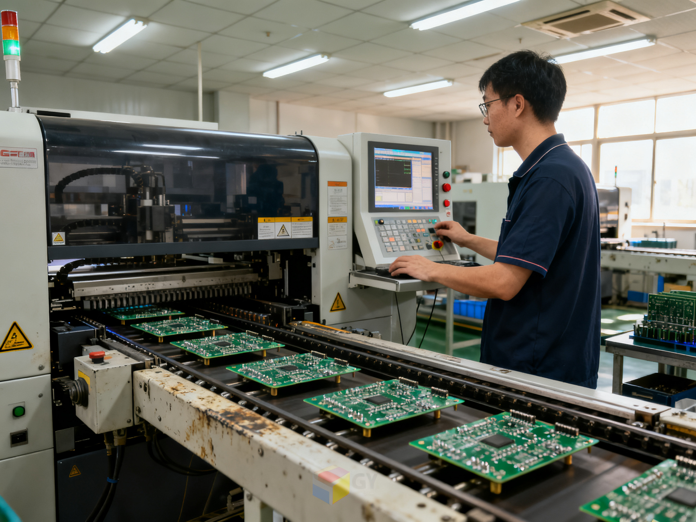 What Is Wave Soldering? Complete Process, Machine Setup, Profiling, and Applications Guide - S&M Co.Ltd Industrial documentary photography of wave solder machine in active electronics facility.