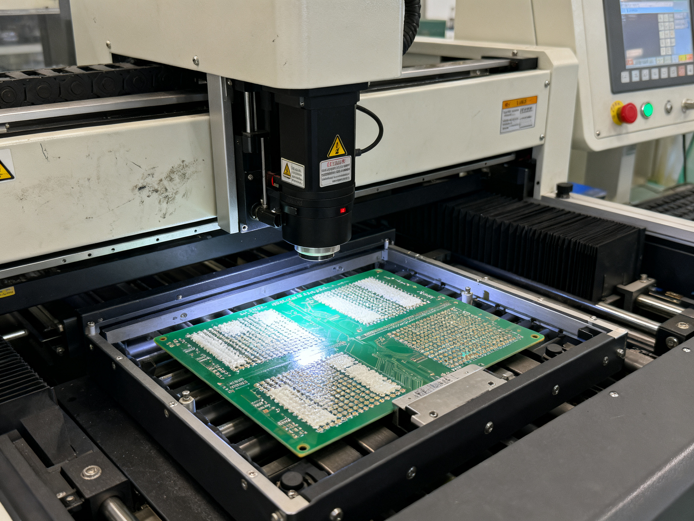 How to Set Up an SMT Production Line in 2026: Complete Equipment and Process Guide2 - S&M Co.Ltd Close up documentary view of solder paste inspection system with 3d camera head.