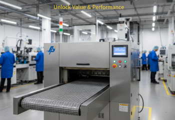alt_text: A clean, used reflow oven in a modern electronics manufacturing facility.
